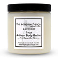 The Soap Exchange Body Butter - Lavender Sage Scent - Hand Crafted 16 fl oz / 480 ml Natural Artisan Skin Care, Shea Butter, Aloe Vera, Nourish, Moisturize, & Protect. Made in the USA.