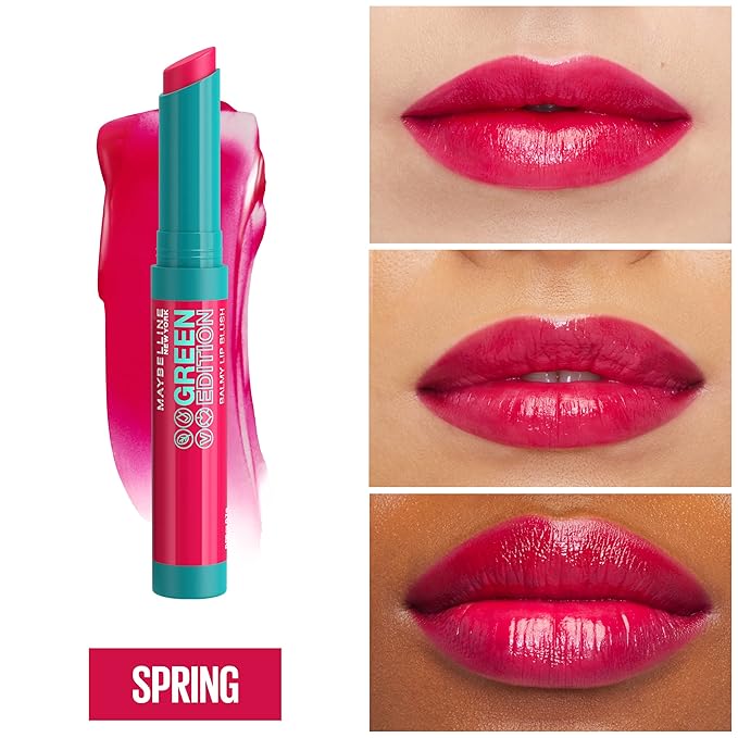Maybelline Green Edition Balmy Lip Blush, Formulated With Mango Oil, Spring, Fuschia Pink, 1 Count