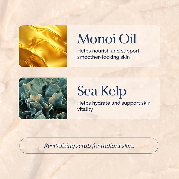 Exfoliating Face Scrub with Monoi Oil & Sea Kelp – Clarifying & Firming Facial Exfoliator with Natural Pumice – Vegan, Paraben-Free, 5.1 fl oz