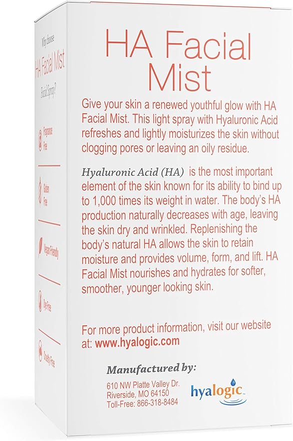 Episilk HA Facial Mist – Hydrating Hyaluronic Acid Spray for Skin Moisture, Helps with Wrinkle Reduction & Refreshing Non-Greasy Face Mist – 2 Ounce