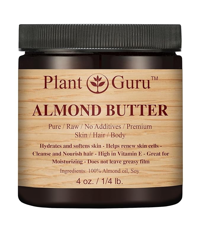 Almond Body Butter 4 oz 100% Pure Raw Fresh Natural Cold Pressed. Skin, Hair, Nail Moisturizer, For DIY Creams, Lip Balms, Lotions and Soap Making