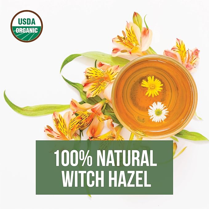 Organic Witch Hazel – 100% Pure Natural USP Astringent with 14% Alcohol | Hamamelis Virginiana Extract for Face, Skin, Hair & Wellness | 64 Fl Oz | Half Gallon | Net Wt. 1.9 kg / 4.2 lb