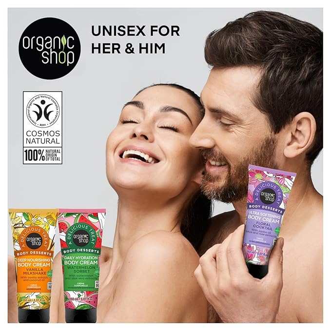Organic Shop Jojoba Oil, Lotus & Rose Extract, Ultra Softening & Hydrating Body Cream, 100% Vegan & Organic, Daily Moisturizer, Body, Face & Hand Natural Lotion, Intensive Care Hydration. 150ml