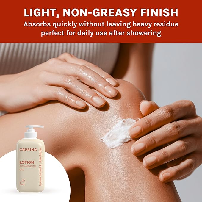 Caprina Goat’s Milk Body Lotion, 500 ml (16.9 oz), SHEA BUTTER, Nourishing Daily Moisturizer for Normal to Dry Skin