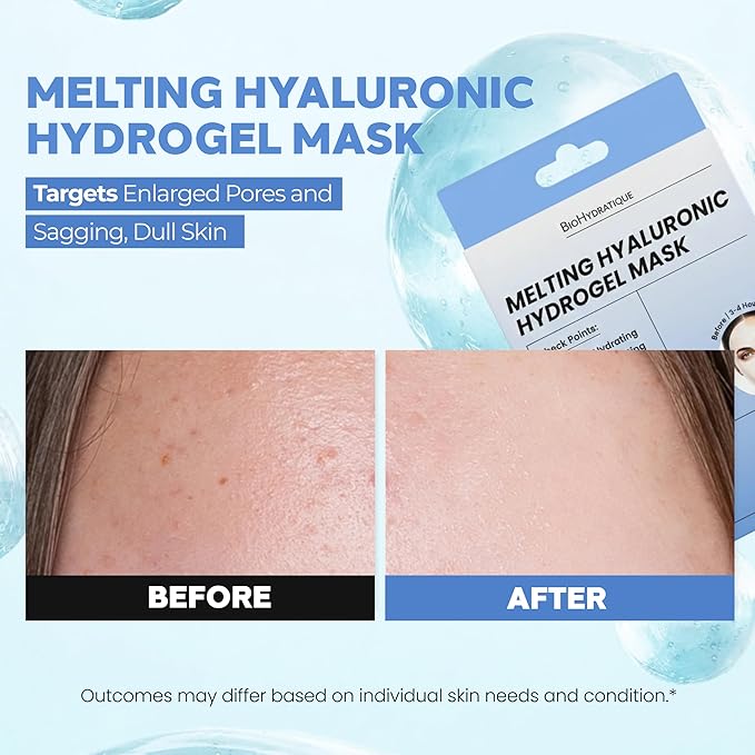 Melting Hydrogel Face Mask with Hyaluronic Acid – Deep Hydration & Pore Tightening, Glass Skin Look – Dermatologist Tested, Anti Aging Korean Skin Care, Vegan, Clean Beauty – Pack of 5