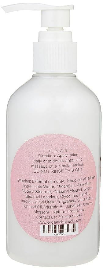 Organic Hair Solution-Body Lotion-with Soothing Aloe Vera and Vitamin E- Dry Skin, Non-Greasy-Shea Butter, Almond oil- For both Males & Females- Natural Fragrance-Vegan (Japanese Cherry Blossom)