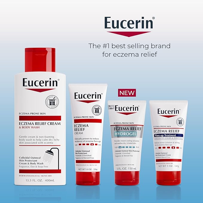 Eucerin Eczema Relief Hydrogel for Dry,Itchy,Eczema-Prone Skin,Fragrance Free and Steroid Free Body Moisturizer for Dry Skin,5 Fl Oz Tube,(Pack of 2)