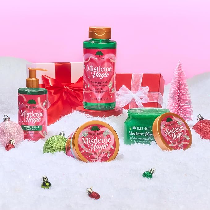 Tree Hut Mistletoe Magic Shea Sugar Scrub, Exfoliating, Hydrating & Moisturizing Body Scrub with Shea Butter & Nourishing Essential Oils, Smooth & Soften Skin, Limited Edition Holiday, 18 oz