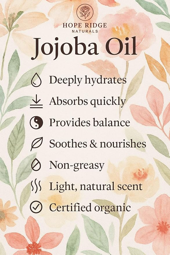 Unrefined Organic Virgin Cold-Pressed, Botanical Moisturizing Oil, Rich in Antioxidants, For all Skin Type, Multi-use for Face, Hair, Nails (Jojoba oil)
