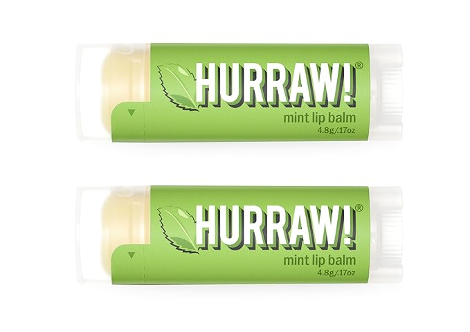 Hurraw! Mint Lip Balm, 2 Pack: Organic, Certified Vegan, Cruelty and Gluten Free. Non-GMO, 100% Natural Ingredients. Bee, Shea, Soy and Palm Free. Made in USA