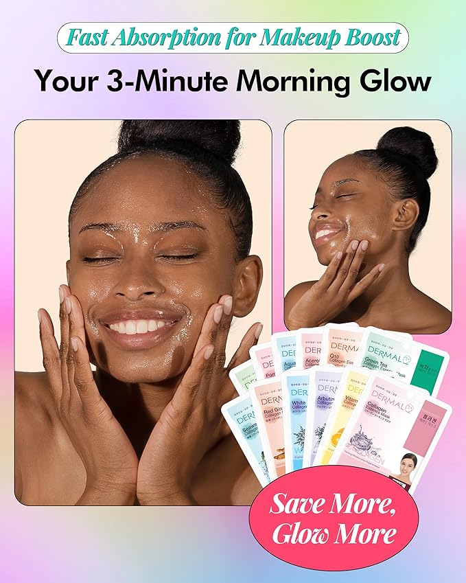 DERMAL 32 Combo Pack Made in Korea Facial Mask – 20+ Years of K-Beauty Experience, Premium Quality Korean Sheet Masks for Daily Skincare Routine