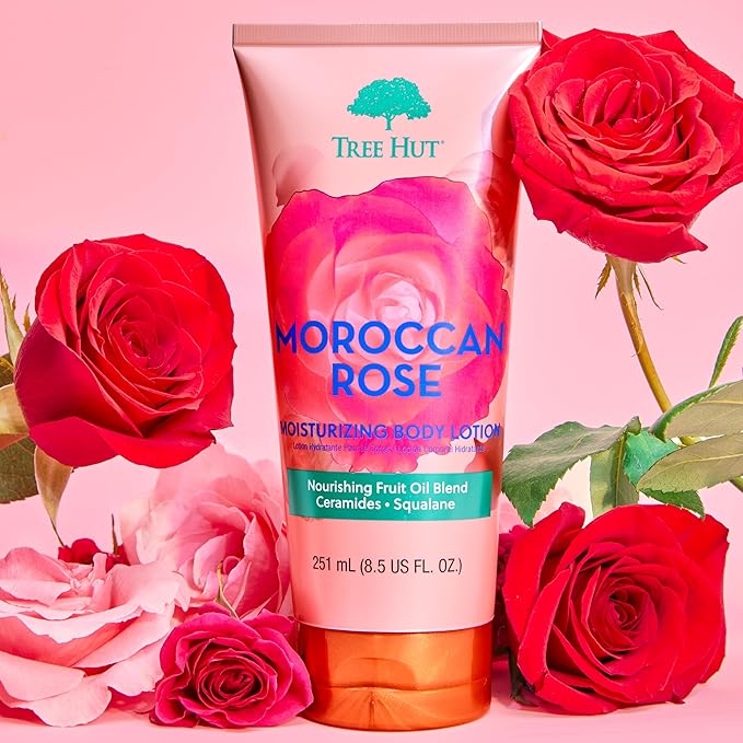 Tree Hut Moroccan Rose Moisturizing Body Lotion, Ceramide and Squalene Formula Helps Protect Skin, Long-lasting Hydration Leaves Skin Feeling Soft & Moisturized, 8.5 Fl Oz.
