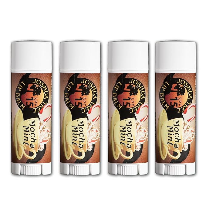 Joshua Tree Organic Lip Balm: 25 Flavor Varieties Made with Beeswax (4-pack, Mocha Mint)