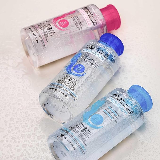Marcelle Micellar Water, Waterproof, All Skin Types, Long-Lasting Makeup Remover, Argan Oil, Sensitive Skin and Eyes, Alcohol-Free, Fragrance-Free, Hypoallergenic, Cruelty-Free, 13.5 Fl. Oz.
