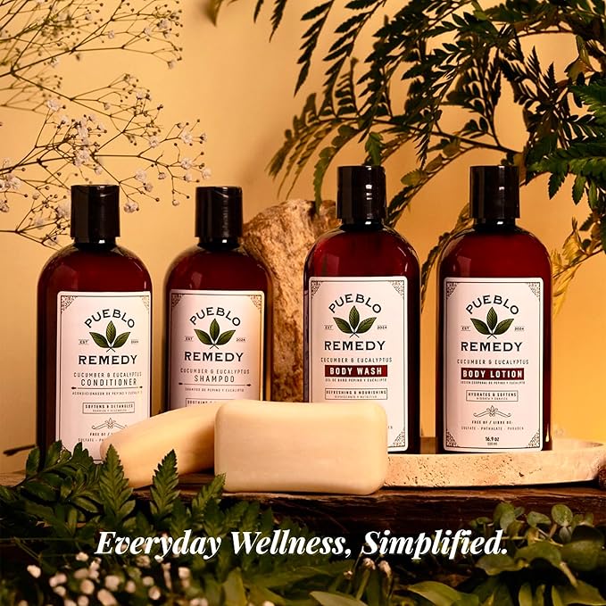Pueblo Remedy Body Lotion, Cucumber & Eucalyptus – Hydrating & Softening Moisturizer with Shea & Cocoa Butter, Vegan & Cruelty-Free, 16.9 Oz