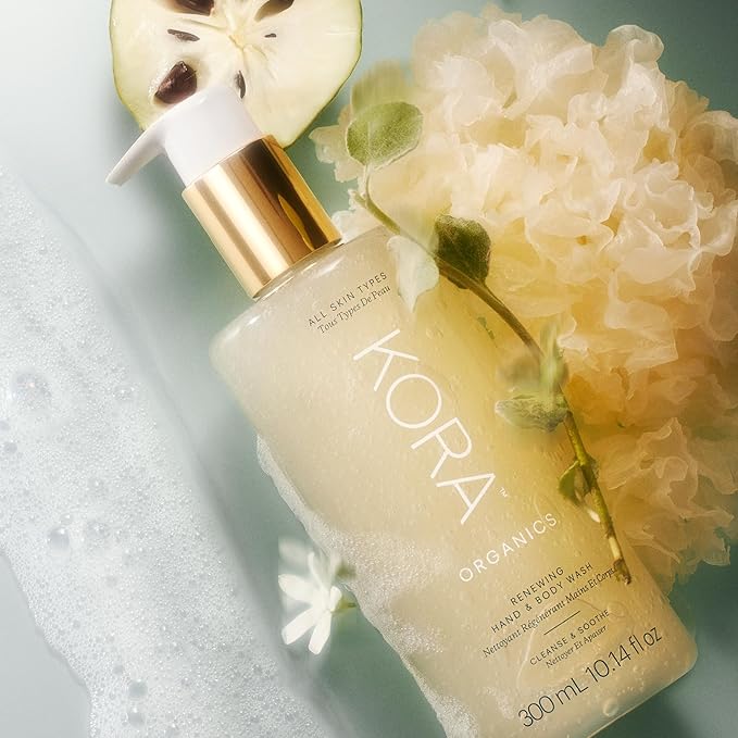 KORA Organics Renewing Hand & Body Wash, Cleansing Handwash & Moisturizing Body Wash for Men and Women, Certified Organic, Cruelty Free, 10.14 oz