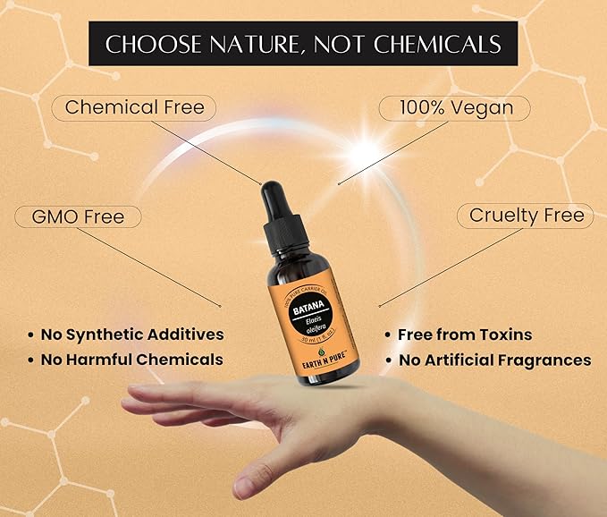 EARTH N PURE Batana Oil 100% Natural and Therapeutic Grade for Hair Growth and Healthy Skin 15 ML