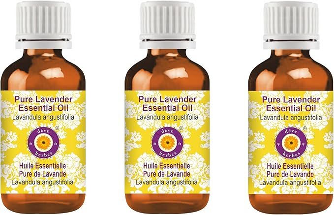 Deve Herbes Pure Lavender Essential Oil (Lavandula angustifolia) (Made in France) Steam Distilled (Pack of Three) 100ml X 3 (10 oz)
