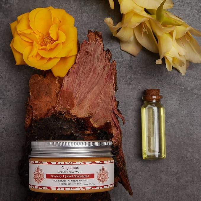 Organic Face Wash - Gentle Cleanser for Sensitive Skin with Jojoba & Sandalwood. 100% Natural, Soothing, Hydrating, and Brightening. Non-Drying, Vegan Formula for Women & Men