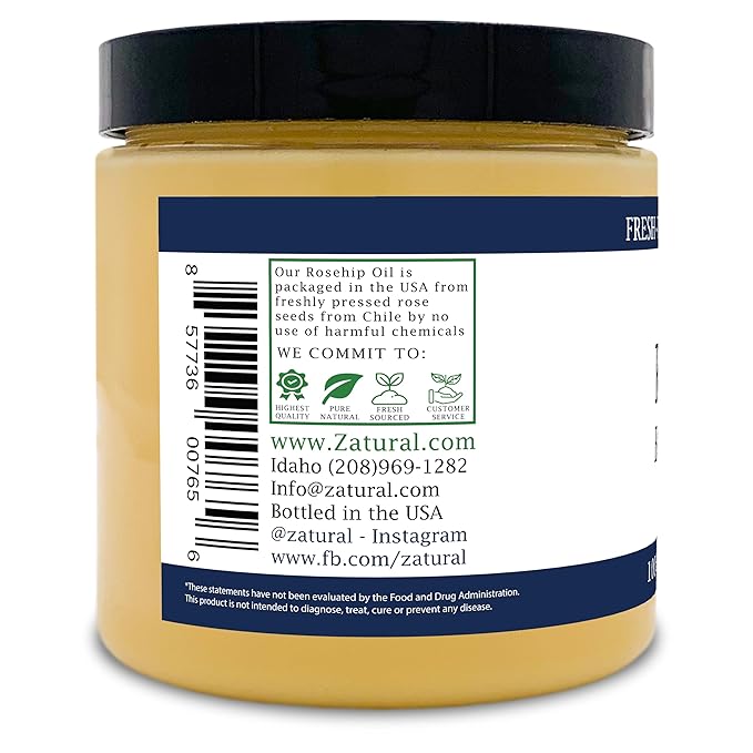 Zatural Organic Seed ROSEHIP BUTTER w/ Virgin Shea (8 oz)- Pure Vitamin C for the Face, Hair & Body | Soothe, Heal | Safe for all ages (8 oz)