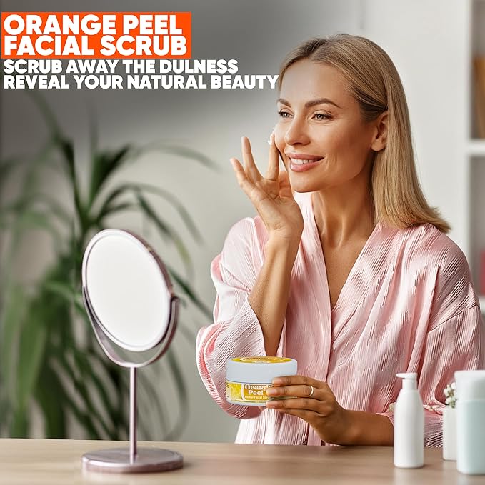 Herboganic Orange Peel Herbal Facial Scrub - Natural Citrus Exfoliants for Gentle Skin Cleansing and Rejuvenation - Suitable for All Skin Types | 5.30 oz…