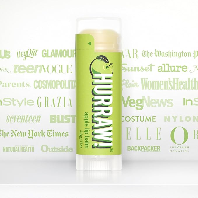 Hurraw! Apple Lip Balm: Organic, Certified Vegan, Cruelty and Gluten Free. Non-GMO, 100% Natural Ingredients. Bee, Shea, Soy and Palm Free. Made in USA