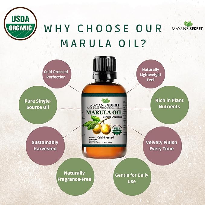 Pure Carrier and Essential Oils for Skin Care, Hair, Body Moisturizer for Face-Anti Aging Skin Care (Marula Oil Organic, 1oz)