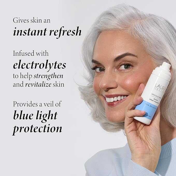 LAURA GELLER NEW YORK Spackle Mist Boost Setting Spray with Electrolytes - Long-Lasting Makeup Spray with Blue Light Protection - Dewy Skin Makeup Setting Spray (Pack of 2)