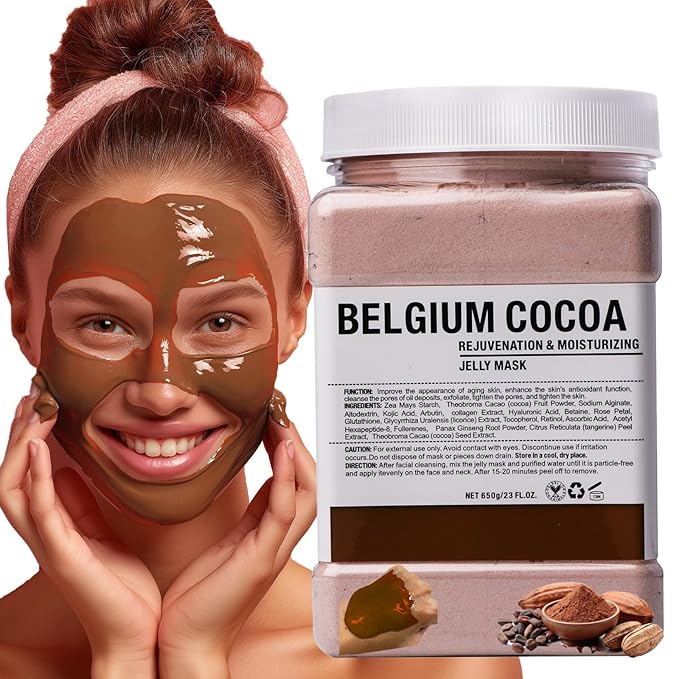 Vajacial Hydro Jelly Mask Powder for Face, Jelly Mask for Facials Professional, Jelly Facial Mask for Teens and Women. Jelly face mask. (Cocoa)