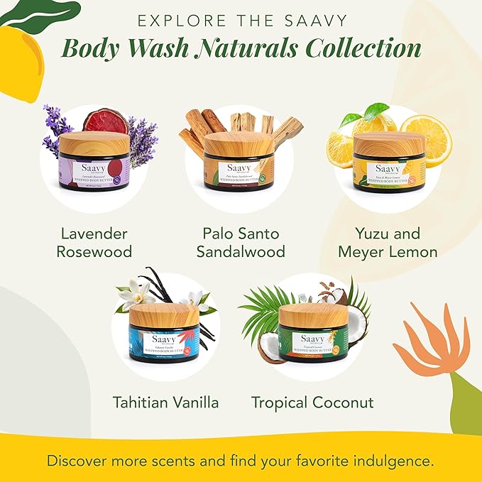 Saavy Naturals Whipped Body Butter - Made with Organic Shea Butter, Essential Body Care & Dry Skin Moisturizer for Women, Velvety Rich Cream Texture, Naturally Scented - Yuzu & Meyer Lemon, 4 oz