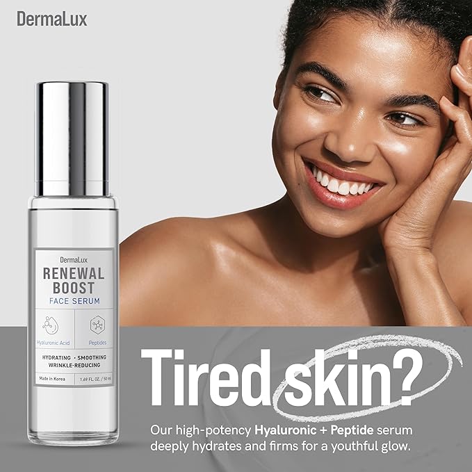 Hyaluronic Acid & Peptides Face Serum - Dermatologist Tested, Anti-Aging, Korean Skin Care, Hydrates Smooths Firms – Clean Vegan Beauty for Dry Sensitive Skin – 1.69 Fl Oz