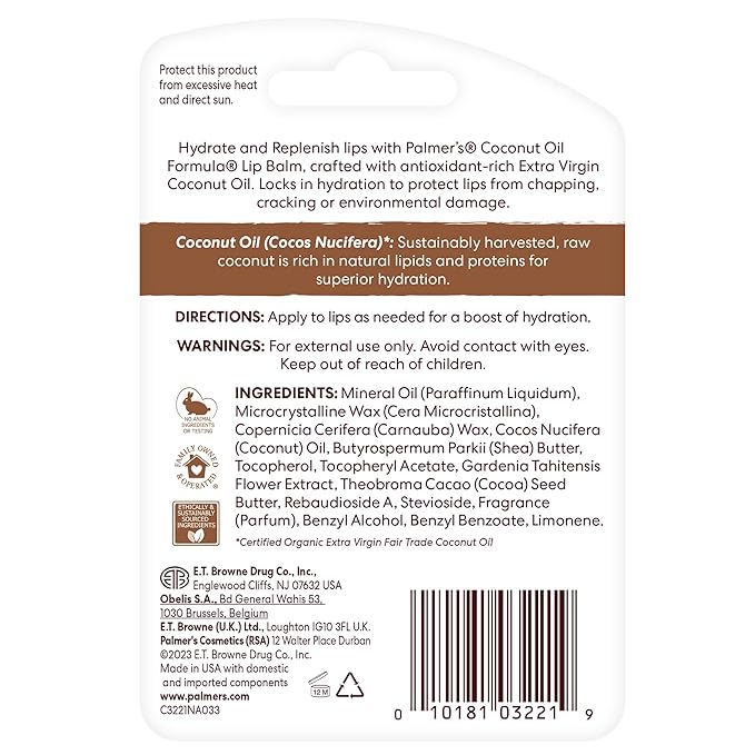 Palmer's Coconut Oil Formula Lip Balm Duo,All-Day Moisturization,Hydrates Dry,Cracked Lips,2 Count (Pack of 12)