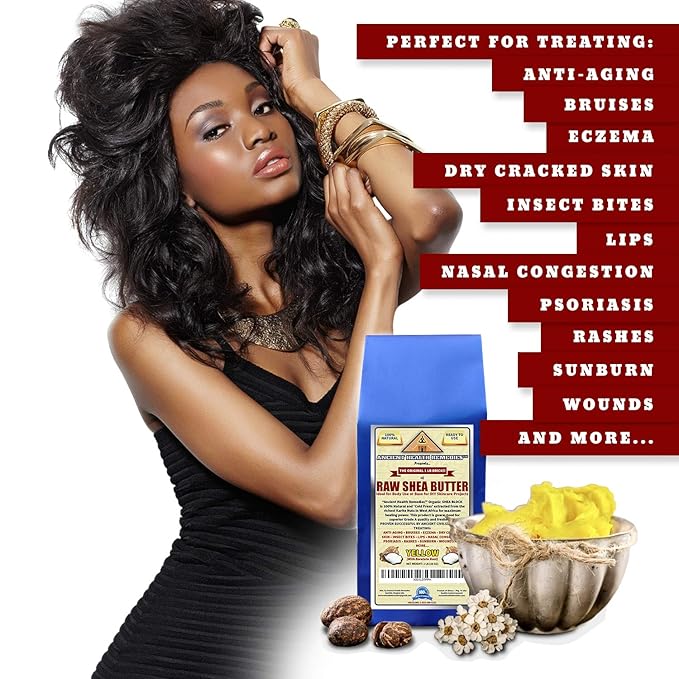 Ancient Health Remedies Organic Unrefined Raw AFRICAN YELLOW SHEA BUTTER 1 LB (16 oz) BLOCK Grade A for Anti Aging, Dry Skin, Base for DIY Body Butter, Beauty, Skin Moisturizer & Hand Cream (GHANA)