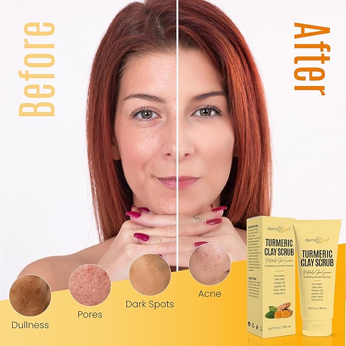Turmeric Clay Scrub – Exfoliate, Brighten, and Refresh Your Skin with Turmeric. Achieve a Smooth, Radiant Complexion by Removing Dead Skin Cells and Impurities for a Natural Glow 5.07 Fl oz.