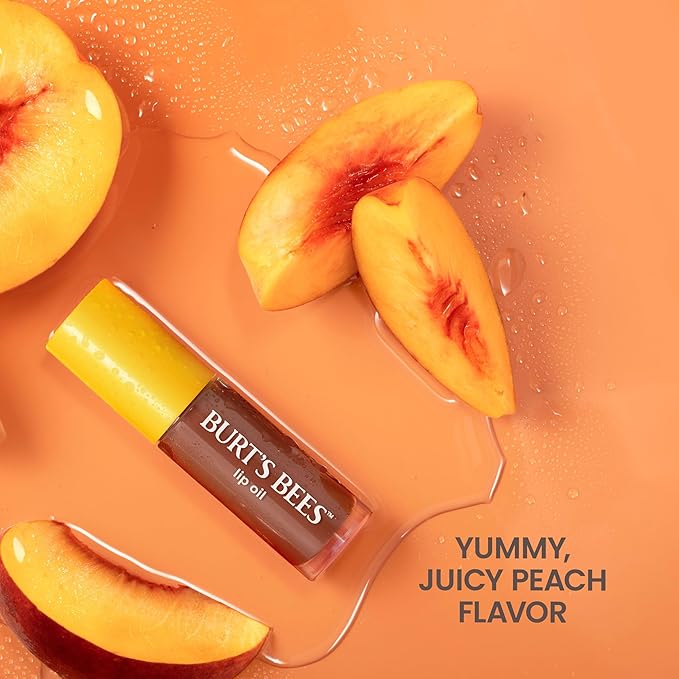 Burt's Bees Lip Oil Golden Hour, Instant Hydration, Nourishes and Softens Lips, Sheer Wash of Color, High Shine Finish, Responsibly Sourced Jojoba Oil, Non Sticky, Wand Applicator, 0.15