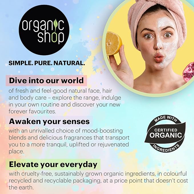 Organic Shop White Chocolate Hydration & Exfoliating Body Scrub, 100% Vegan & Organic, Daily Exfoliant, Detox & Moisturizer, Intensive Care & Skin Toning. 250ml.