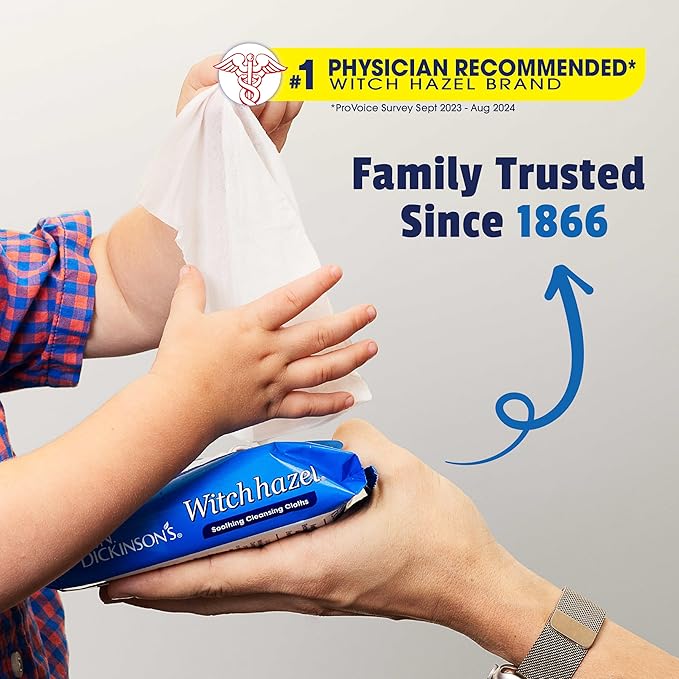 T.N. Dickinson's Witch Hazel Soothing MultiUse Cleansing Cloth, 4 Pack, 25 Cloths Per Pack,white