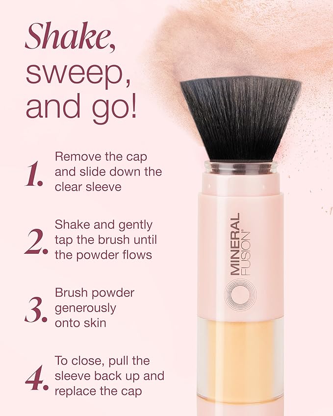 Mineral Fusion Brush-On Powder Sunscreen for Face SPF 30 | Transluscent Natural Daily Sun Care with UVA UVB Protection | Hypoallergenic, Non-Toxic | TSA & Travel Friendly,(Pack of 2)