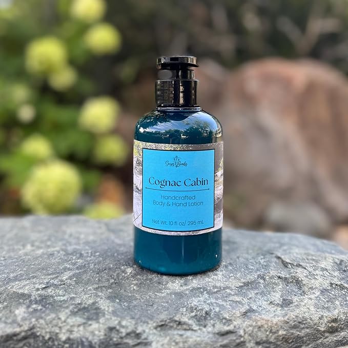 PJ's Cognac Cabin Handcrafted Luxury Body Lotion – Moisturizing, Non-Greasy Skincare with Natural Ingredients, Paraben-Free & Cruelty-Free, 10 oz