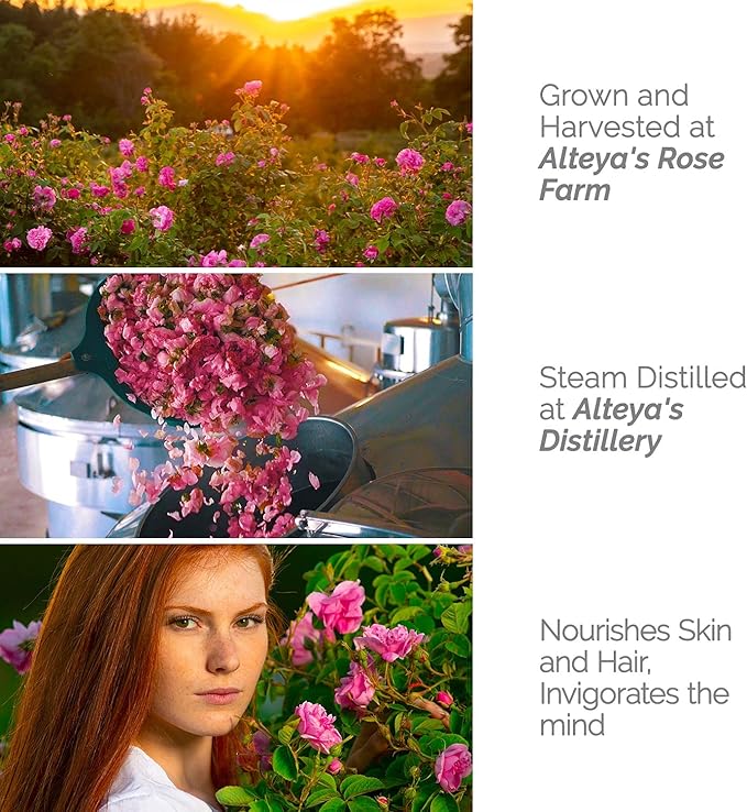 Alteya Organics Rose Water, Organic Facial Toner, 34 Fl Oz/ 2x17 Fl Oz Bundle, Pure Bulgarian Rosa Damascena Flower Water, Award-Winning Moisturizer, BPA-Free Bottle with Reducer