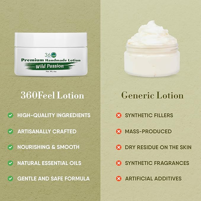 360Feel Wild Passion Body Lotion - Hydrates with Coconut & Olive Oil, Plant-Based, Non-Greasy, Sensitive Skin, All Day Use