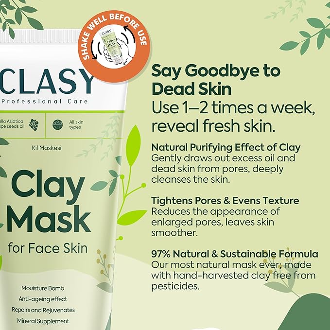 Clay Mask for Face – Pore Firming & Deep Cleansing Face Mask | Anti-Blackhead | Oil Balancing | Moisturising & Natural Ingredients, 100 ml