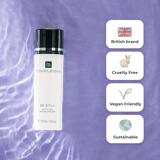 TEMPLESPA | BE STILL | Gentle Facial Moisturizer for Sensitive Skin, Moisturizer to Hydrate, Settle & Soothe, with Vitamins A & E, Natural Ingredients, Cruelty-Free, Vegan, 1.6 fl.oz
