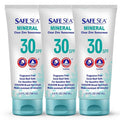 Safe Sea Zinc Oxide Sunscreen SPF30 | Clear Mineral Face And Body Reef Safe Sunscreen Without White Cast | Anti-Jellyfish Sting Protective Lotion | 3.4Oz (100ml) (3 Pack)