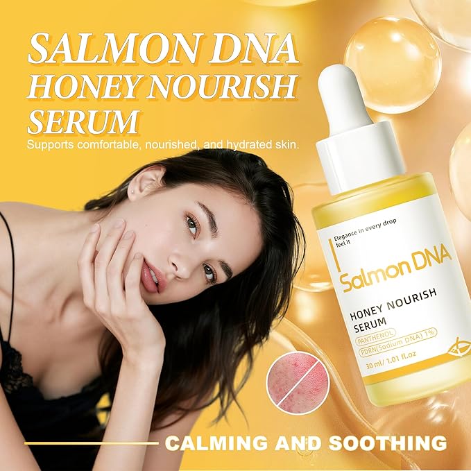 Salmon DNA PDRN Honey Nourish Serum with PDRN & Panthenol, Hydrating Face Serum for Soothing, Moisturizing, Calming, Revitalizing Skin,30ml / 1.01 fl.oz.
