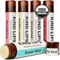 Kind Lips Organic Lip Balm Variety Pack (5 Pack) – Natural Beeswax Lip Balm Gift Set for Dry, Cracked Lips – Moisturizing Lip Care with 5 Flavors