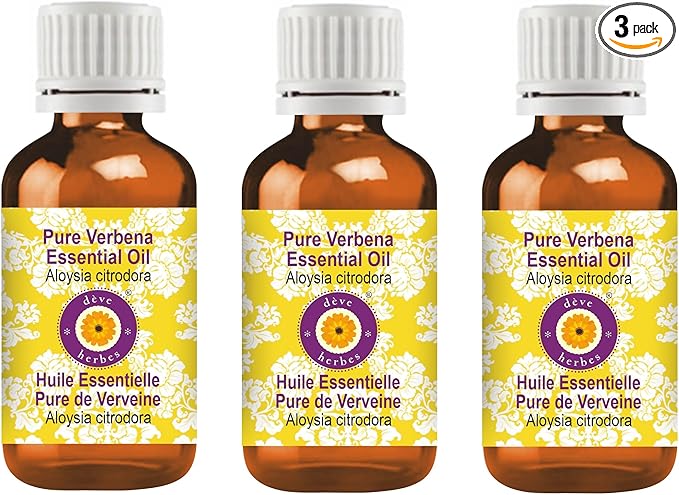 Deve Herbes Pure Verbena Essential Oil (Aloysia citrodora) Steam Distilled (Pack of Three) 100ml X 3 (10 oz)