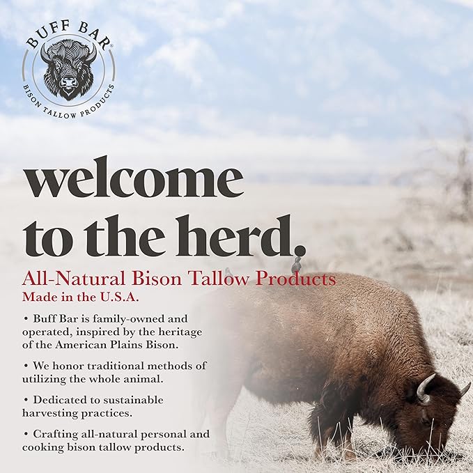 BUFF BAR Pure Bison Tallow Lip Balm, Black Hills Cherry, (4 pack) - Wild Cherry, Moisturizing, Non-Habit Forming