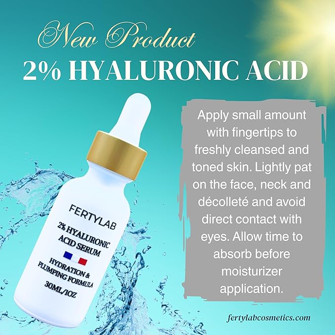 Hyaluronic Acid Serum (2%) – Anti-Aging & Plumping Moisture Boost – Hydrating Facial Serum for All Skin Types – Made in USA