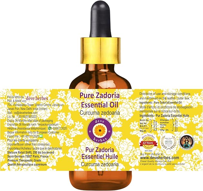Deve Herbes Pure Zadoria Essential Oil with Glass Dropper 10ml (0.33 oz)